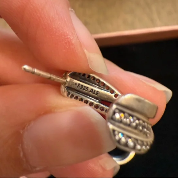 Pandora Entwined Half Hoop Crossover Earrings - Picture 6 of 9